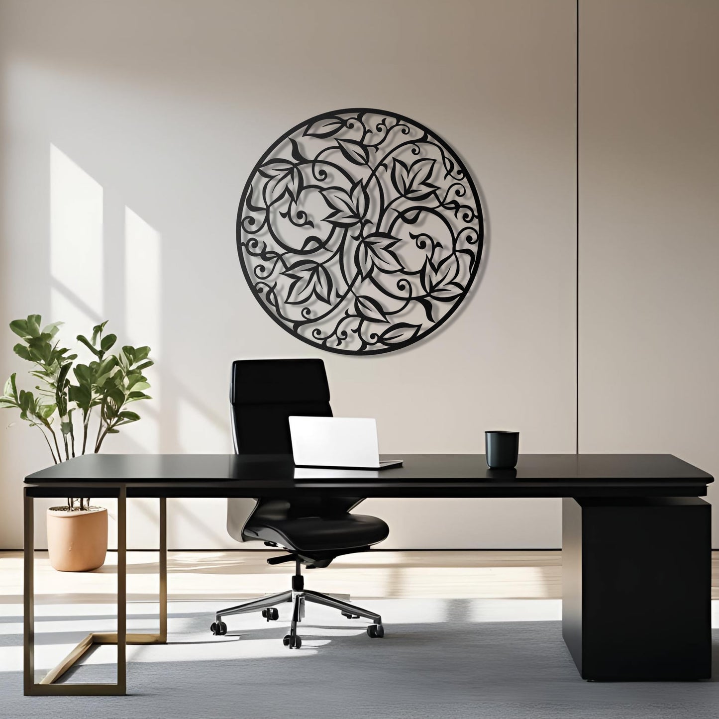 Round Leaf Mandala Metal Wall Art