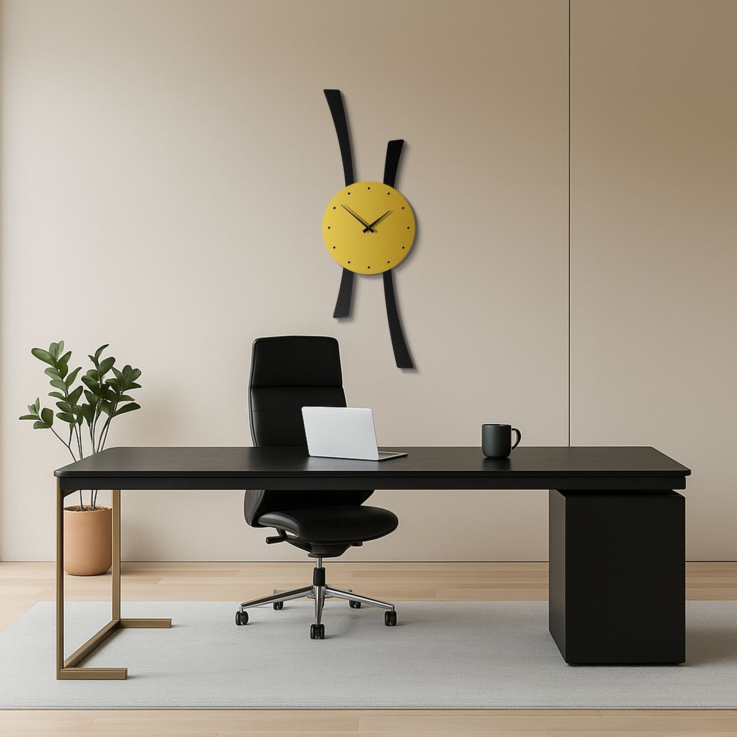 Gold & Black Modern Metal Wall Clock