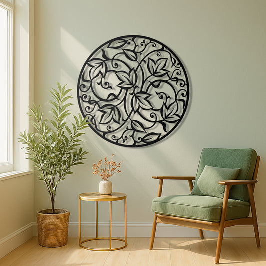 Round Leaf Mandala Metal Wall Art