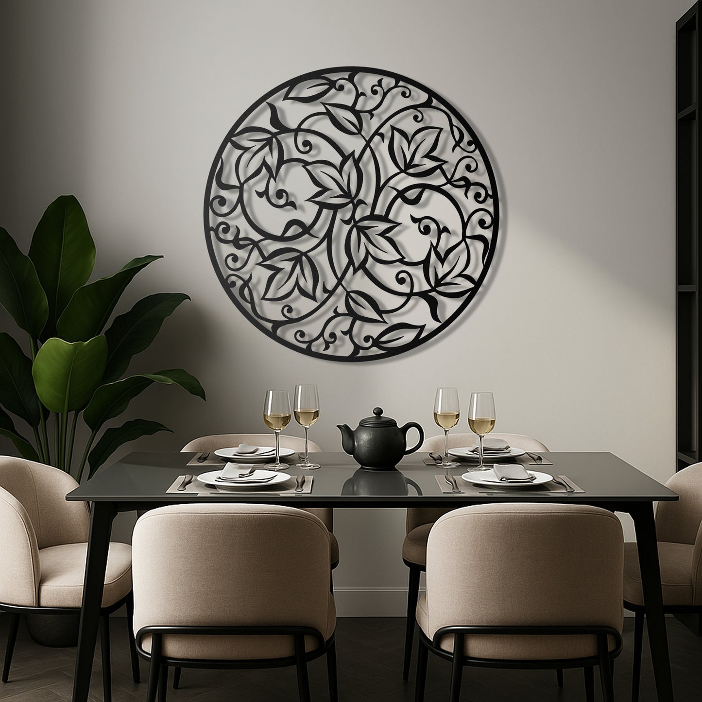 Round Leaf Mandala Metal Wall Art
