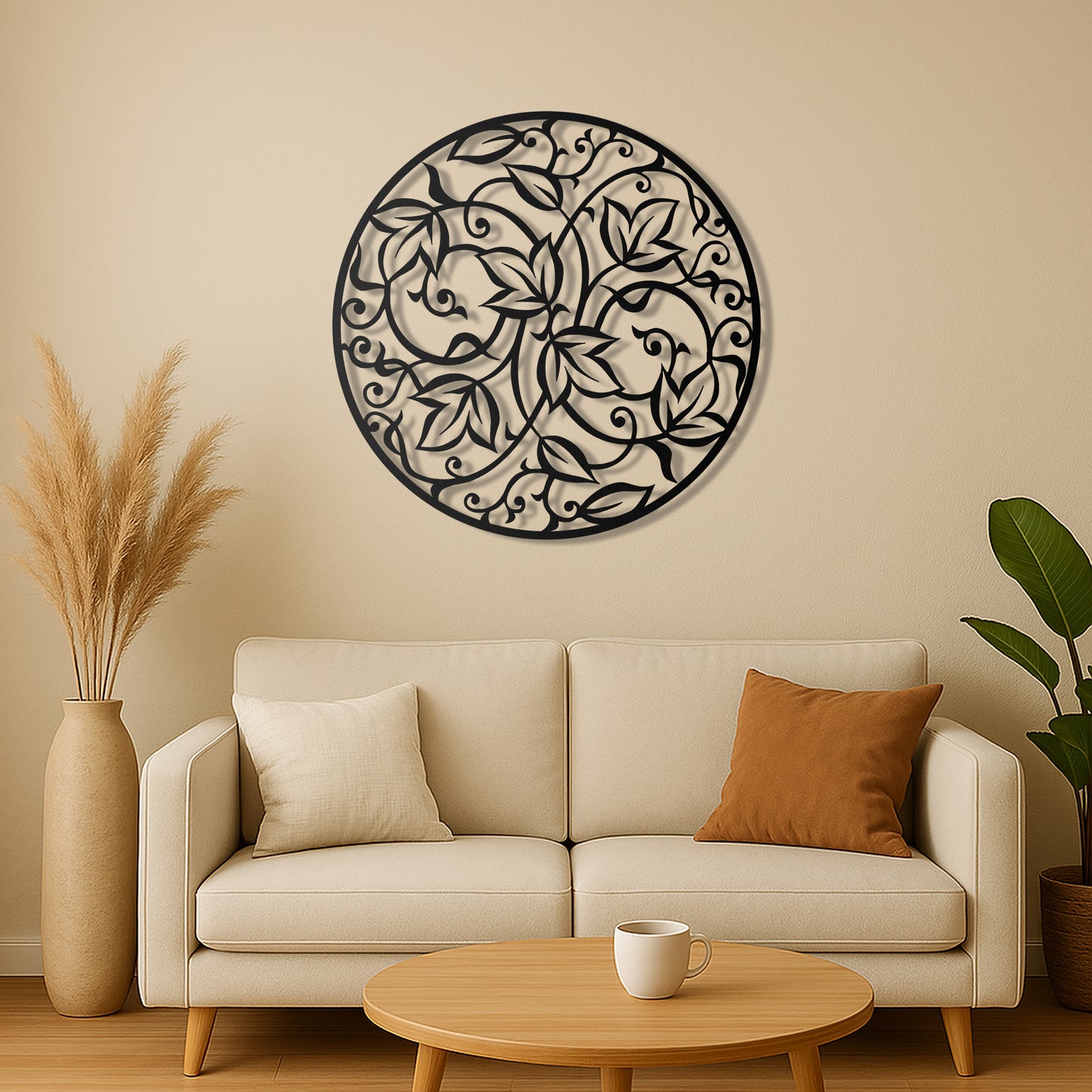 Round Leaf Mandala Metal Wall Art