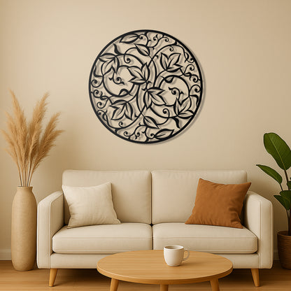 Round Leaf Mandala Metal Wall Art