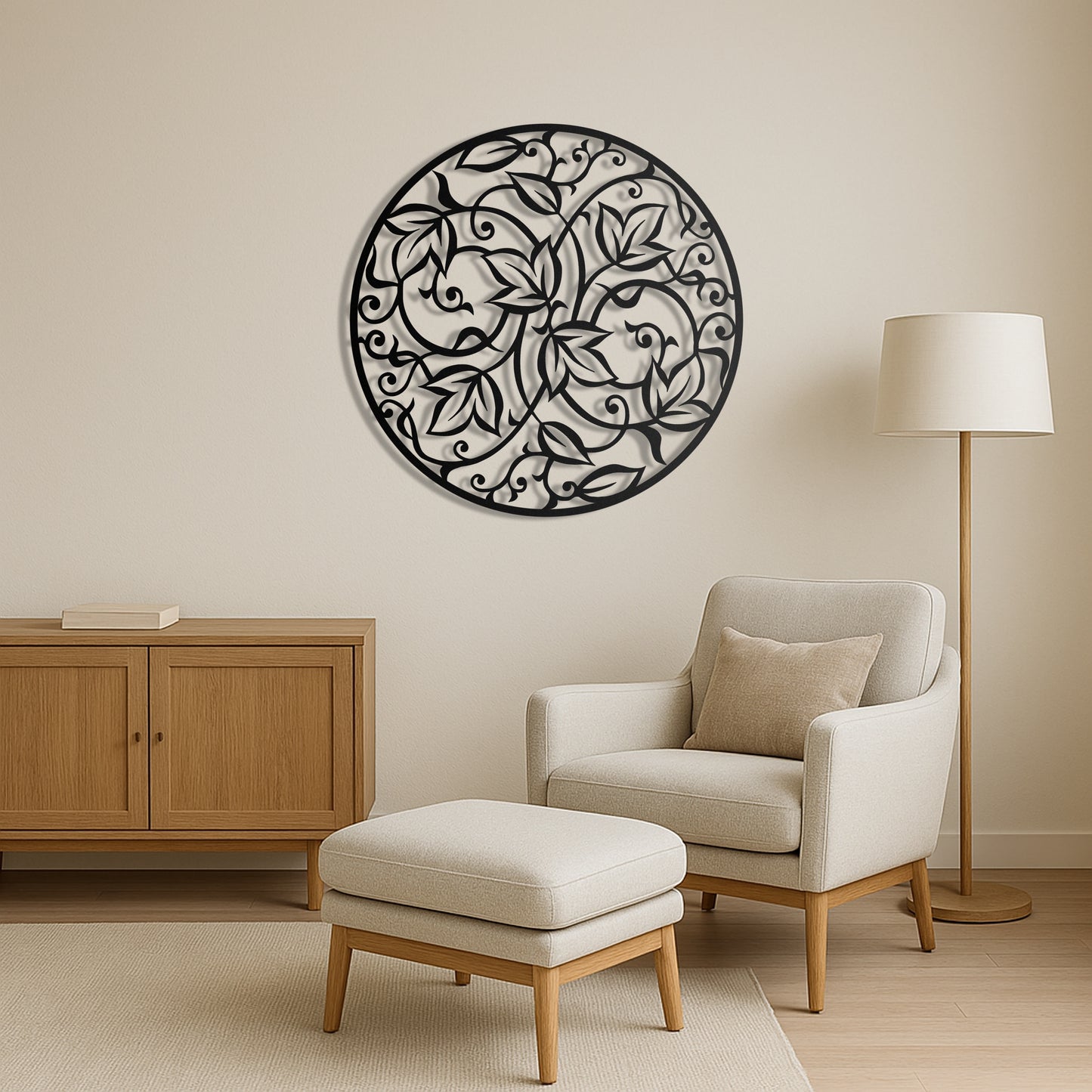 Round Leaf Mandala Metal Wall Art