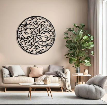 Round Leaf Mandala Metal Wall Art