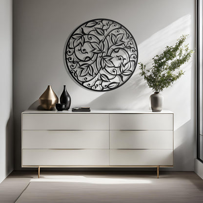 Round Leaf Mandala Metal Wall Art