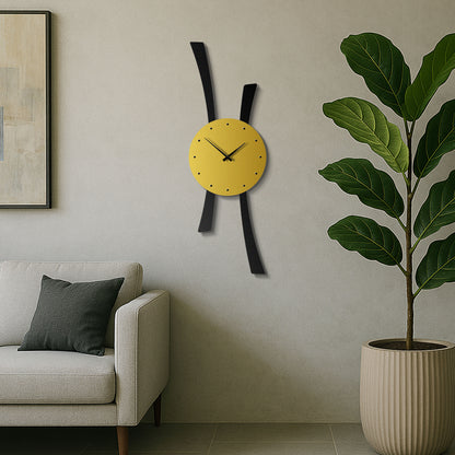 Gold & Black Modern Metal Wall Clock