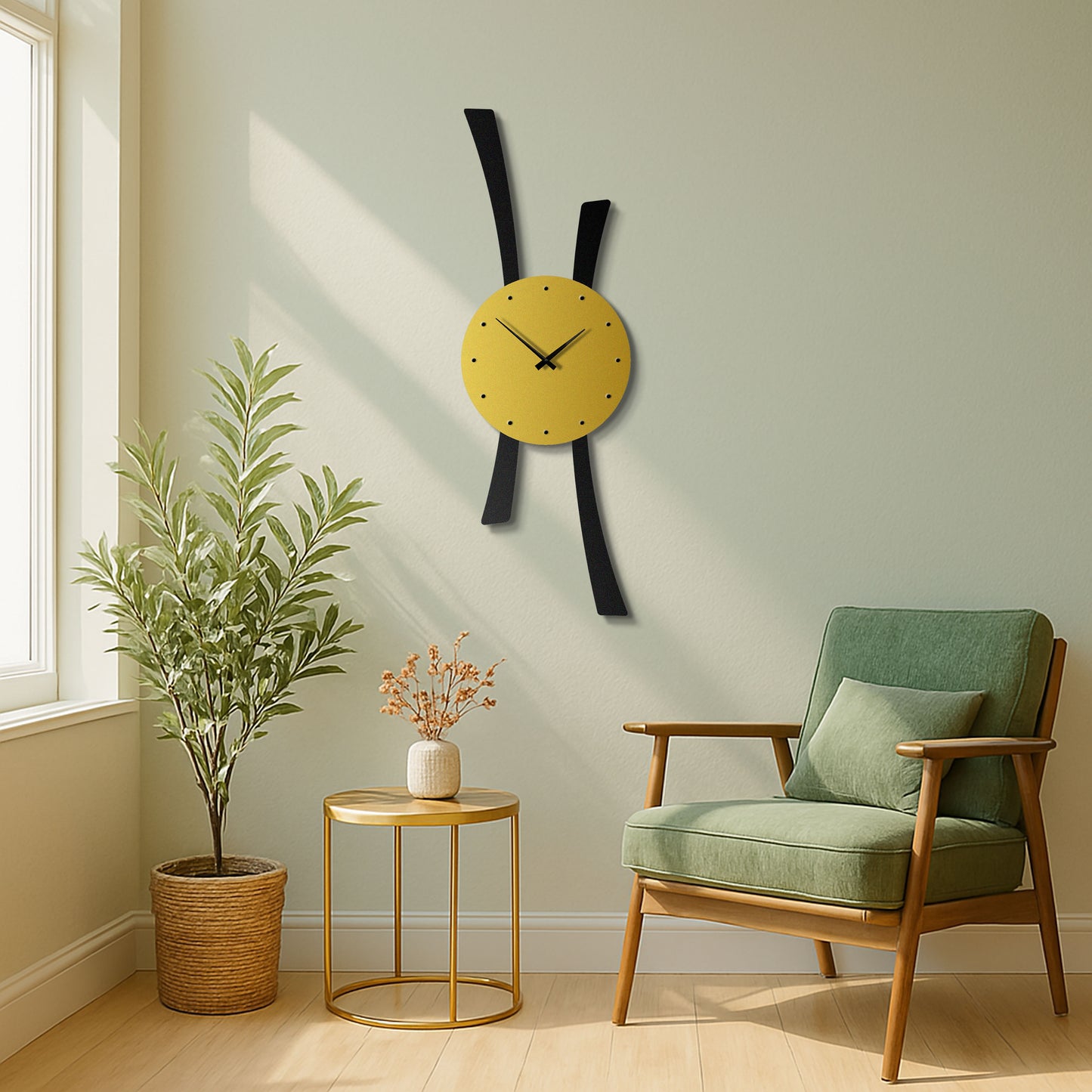 Gold & Black Modern Metal Wall Clock