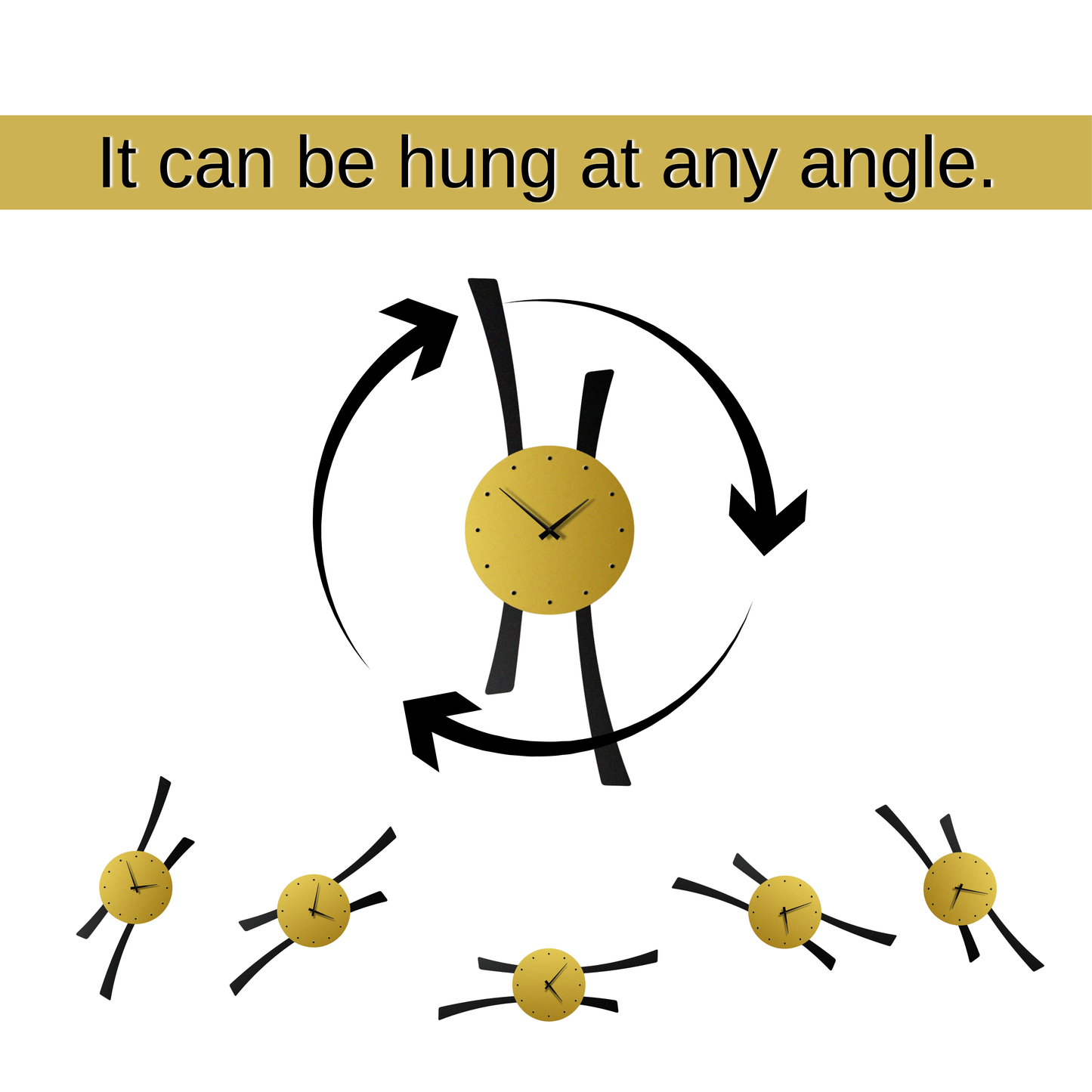 Gold & Black Modern Metal Wall Clock