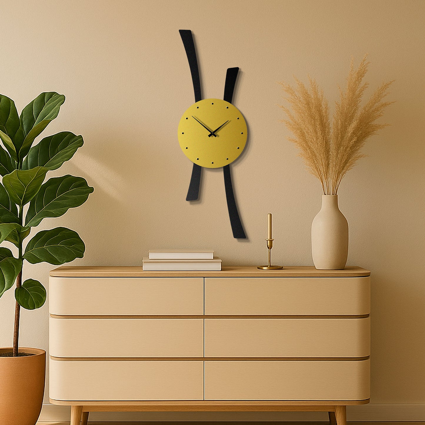 Gold & Black Modern Metal Wall Clock