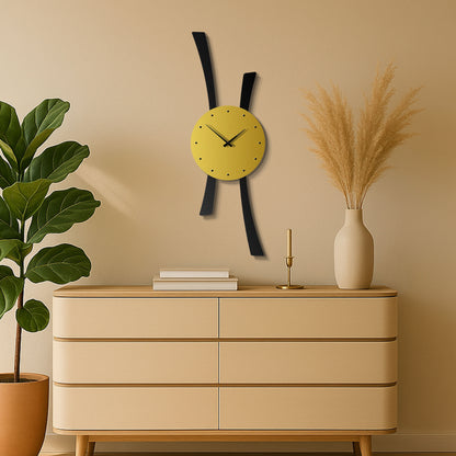 Gold & Black Modern Metal Wall Clock