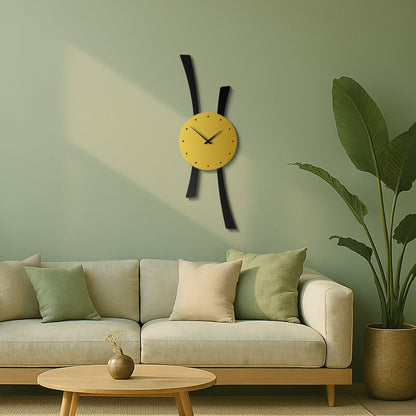 Gold & Black Modern Metal Wall Clock