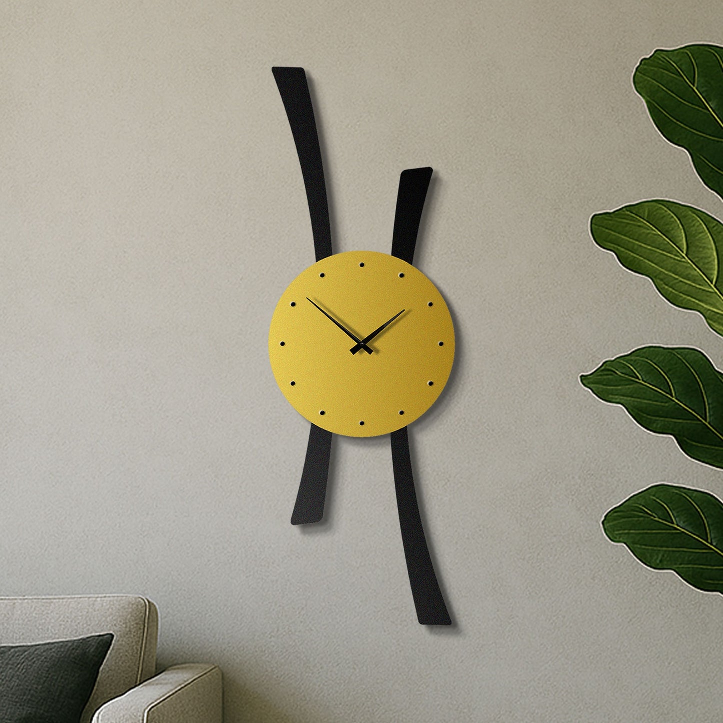 Gold & Black Modern Metal Wall Clock