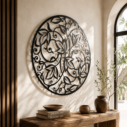 Round Leaf Mandala Metal Wall Art