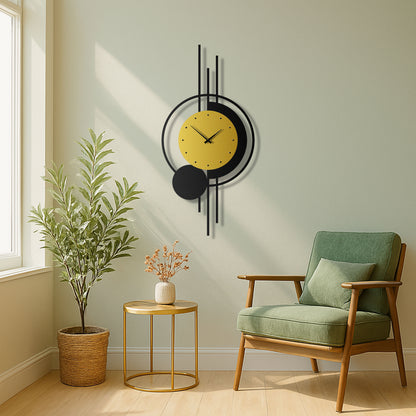 Gold & Black Geometric Metal Wall Clock