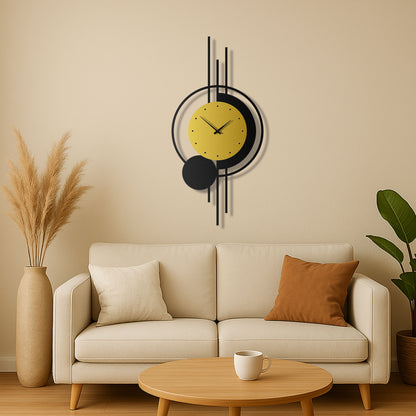 Gold & Black Geometric Metal Wall Clock