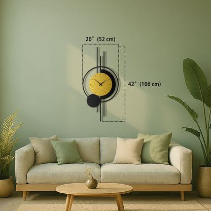 Gold & Black Geometric Metal Wall Clock