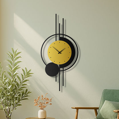 Gold & Black Geometric Metal Wall Clock