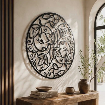 Round Leaf Mandala Metal Wall Art