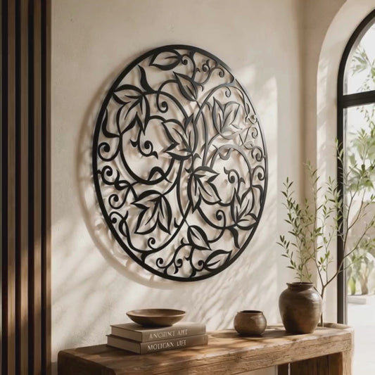 Round Leaf Mandala Metal Wall Art